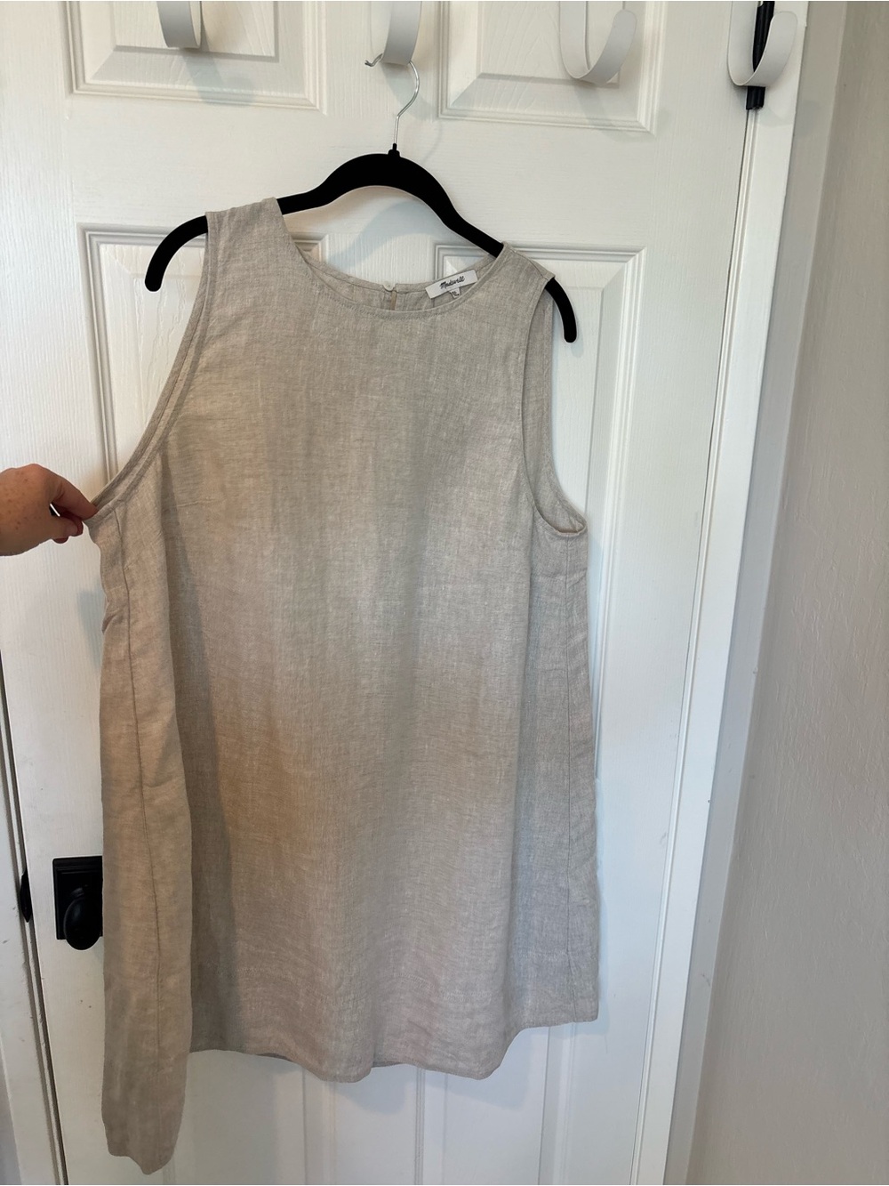 Madewell Sleeveless Mini Shift Dress in Light Beige Linen Transitional - Picture 4 of 11